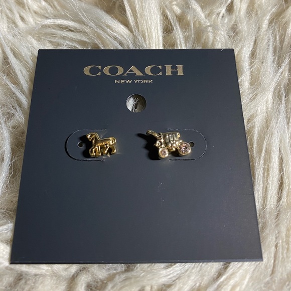 *NWT* COACH Horse 🐎 and Carriage Stud Earrings in Gold - Picture 5 of 11